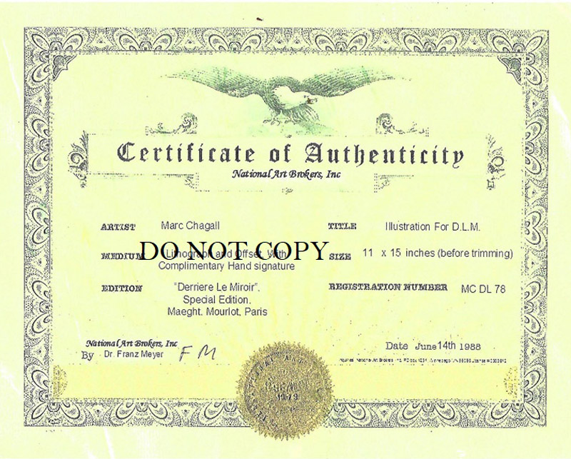 MARC CHAGALL Signed HC Lithograph ART, The BLACK & BLUE BOUQUET