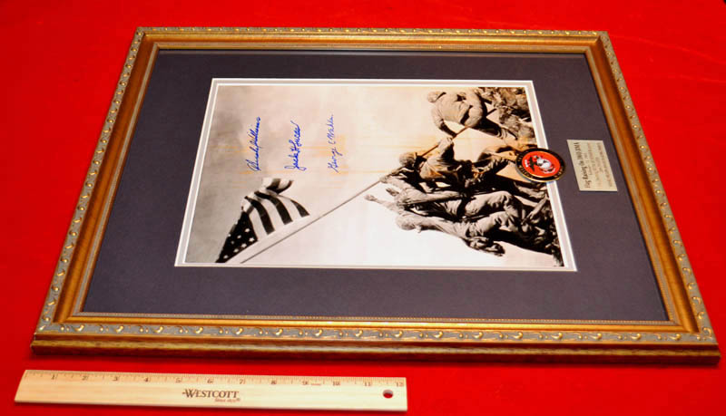 Signed IWO JIMA Autographs, 3 MOH, WWII SCRAPBOOK, DVD, FRAME, COA