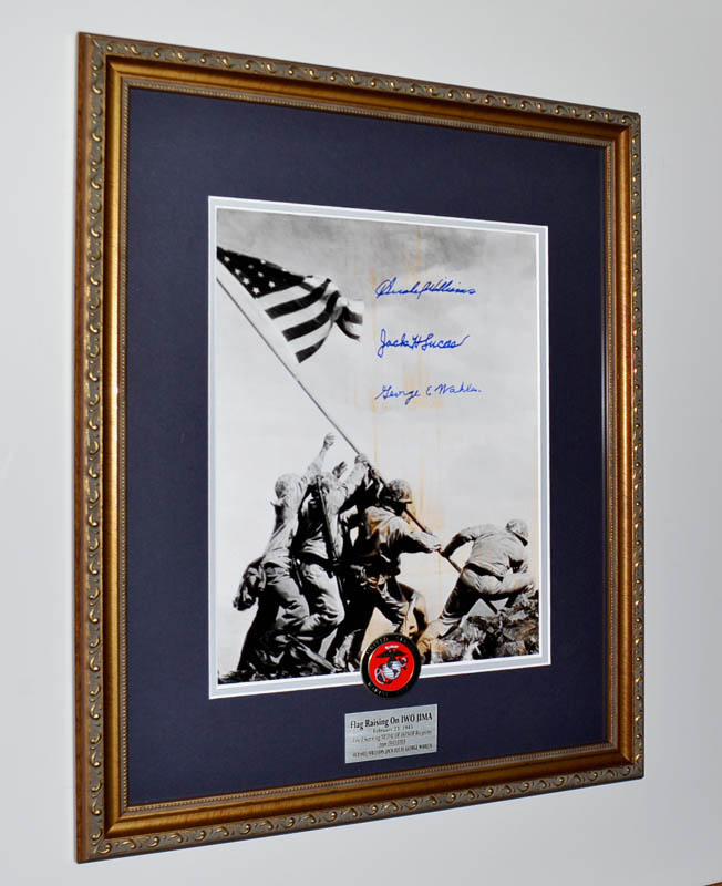 Signed IWO JIMA Autographs, 3 MOH, WWII SCRAPBOOK, DVD, FRAME, COA